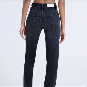 Re/Done Black Straight Leg Cuffed Jeans